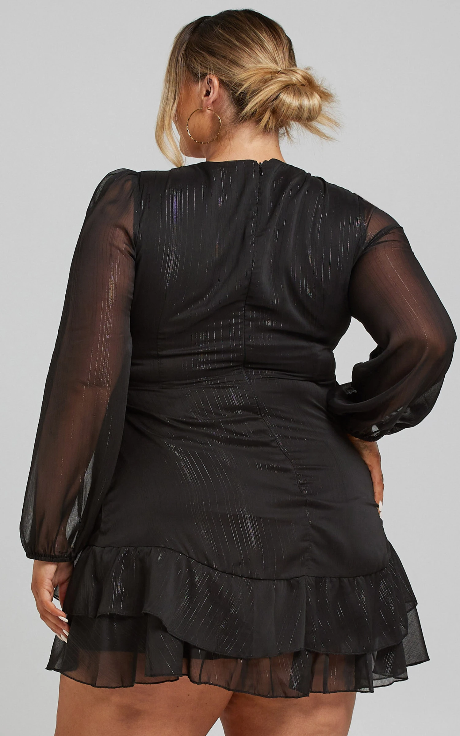 Showpo Eyes That Know Me Long Sleeve Ruffle Mini Dress In Black 8 Showpo Eyes That Know Me Long Sleeve Ruffle Mini Dress In Black - Image 8