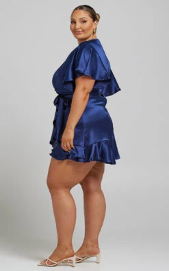 Showpo All I Want To Be Ruffle Mini Dress In Navy Satin 16 Showpo All I Want To Be Ruffle Mini Dress In Navy Satin -Showpo Women's Clothing Store September 10 21 ShowPo0904