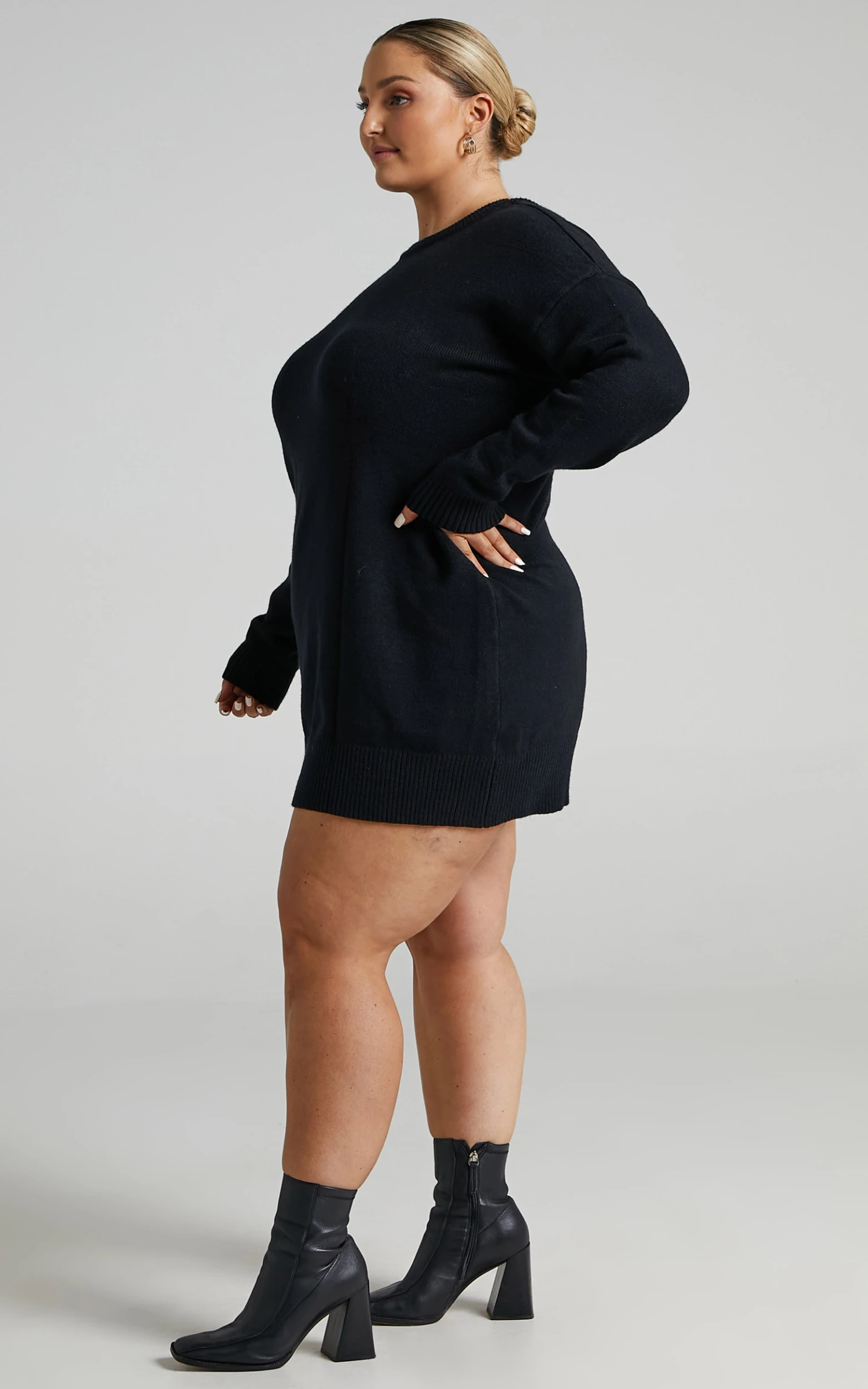 Showpo Shanisse Open Back Mini Knit Dress In Black 6 Showpo Shanisse Open Back Mini Knit Dress In Black - Image 6