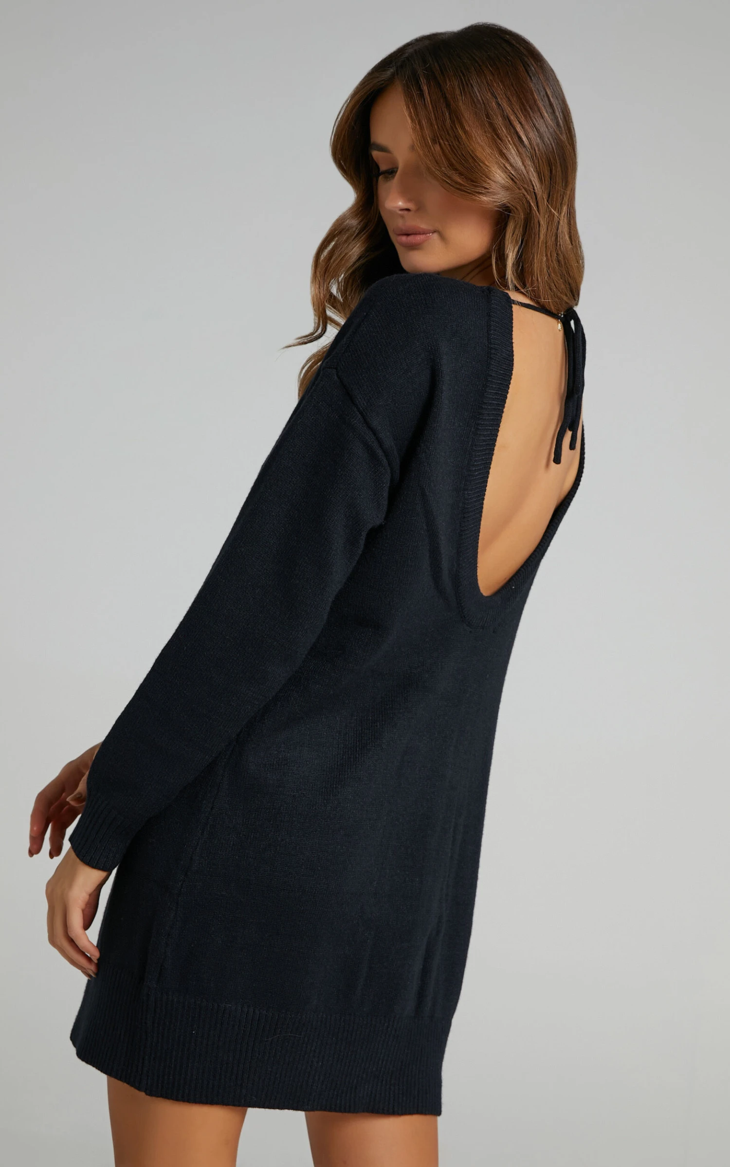 Showpo Shanisse Open Back Mini Knit Dress In Black 2 Showpo Shanisse Open Back Mini Knit Dress In Black - Image 2