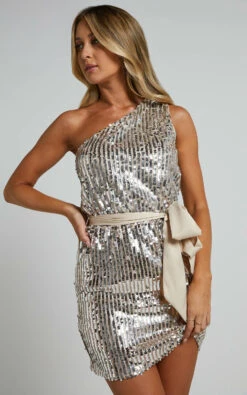 Showpo Shellanie One Shoulder Mini Dress In Silver And Gold Sequin 13 Showpo Shellanie One Shoulder Mini Dress In Silver And Gold Sequin -Showpo Women's Clothing Store Shellanie One Shoulder Mini Dress in Silver and Gold 6