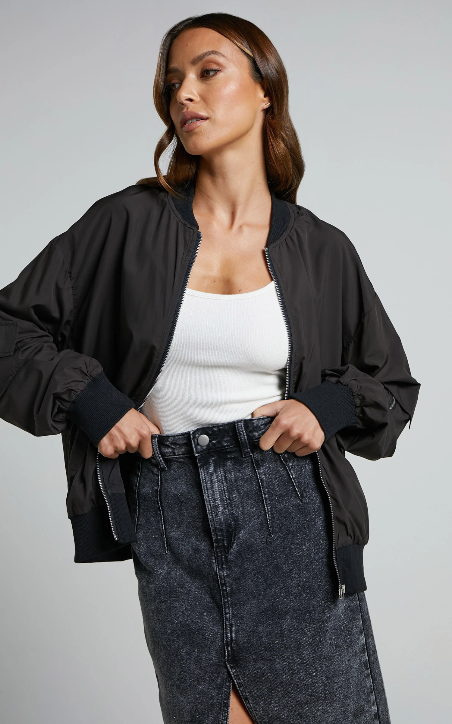 Showpo Sherlock Bomber Jacket In Black 2 Showpo Sherlock Bomber Jacket In Black - Image 2