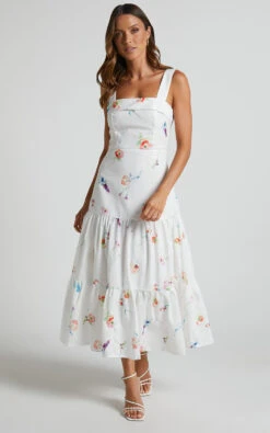 Showpo Shineey Tiered Midi Dress In Painterly Wild Flower 15 Showpo Shineey Tiered Midi Dress In Painterly Wild Flower -Showpo Women's Clothing Store Shineey Tie Back Midi Dress in Painterly Wild Flower