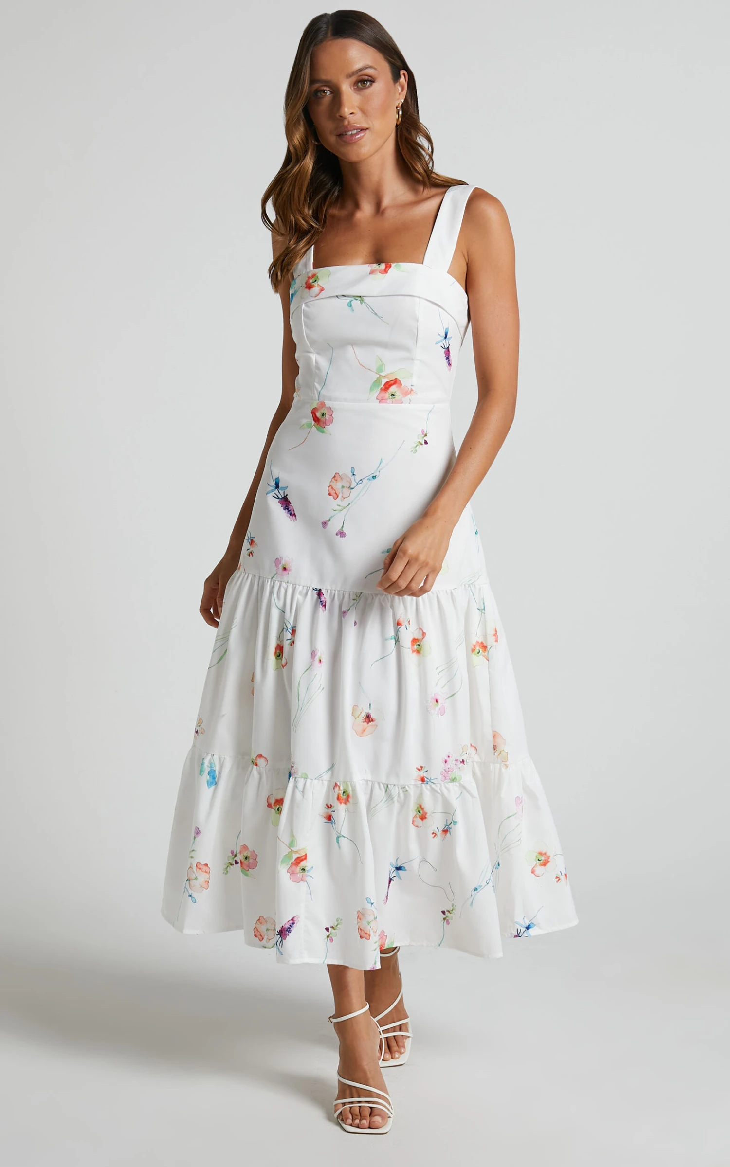 Showpo Shineey Tiered Midi Dress In Painterly Wild Flower 7 Showpo Shineey Tiered Midi Dress In Painterly Wild Flower - Image 7