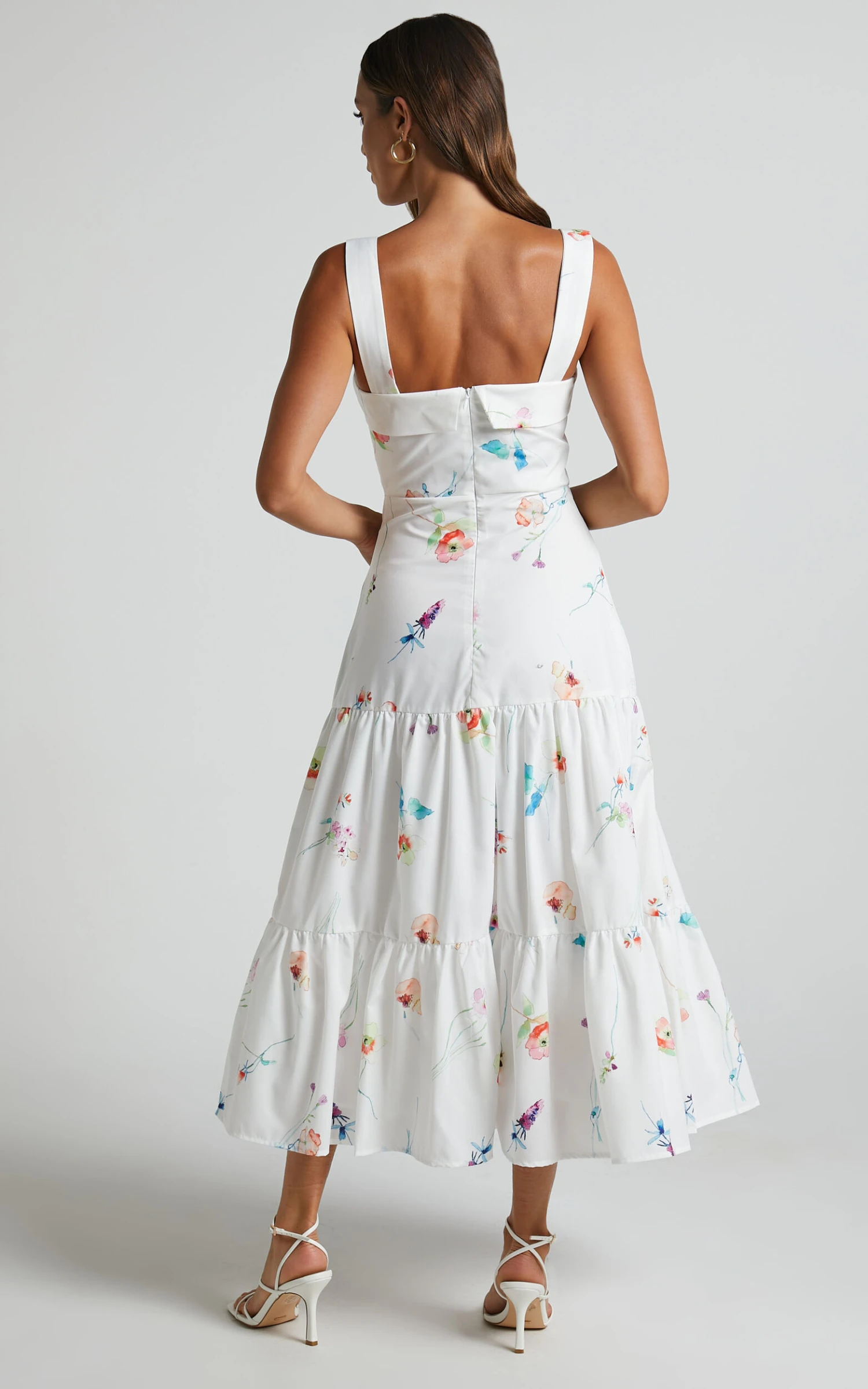 Showpo Shineey Tiered Midi Dress In Painterly Wild Flower 8 Showpo Shineey Tiered Midi Dress In Painterly Wild Flower - Image 8