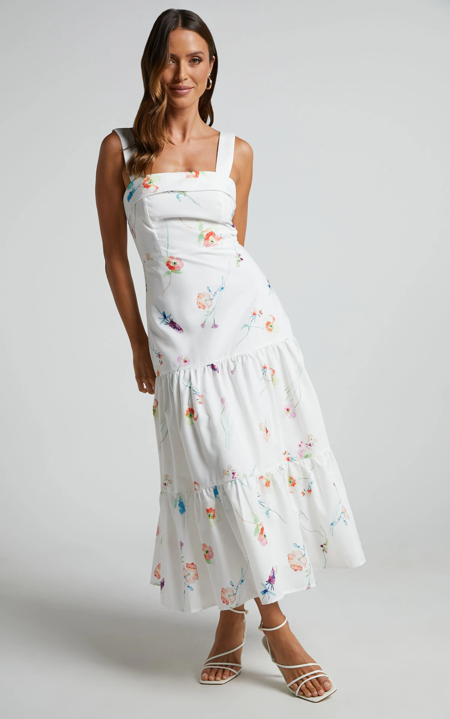 Showpo Shineey Tiered Midi Dress In Painterly Wild Flower 6 Showpo Shineey Tiered Midi Dress In Painterly Wild Flower - Image 6