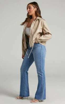 Showpo Soraya Faux Leather Zip Front Toggle Hem Jacket In Biscuit -Showpo Women's Clothing Store Soraya leathertte TOGGLE JACKET in Biscuit 2528SO22020023012529 1