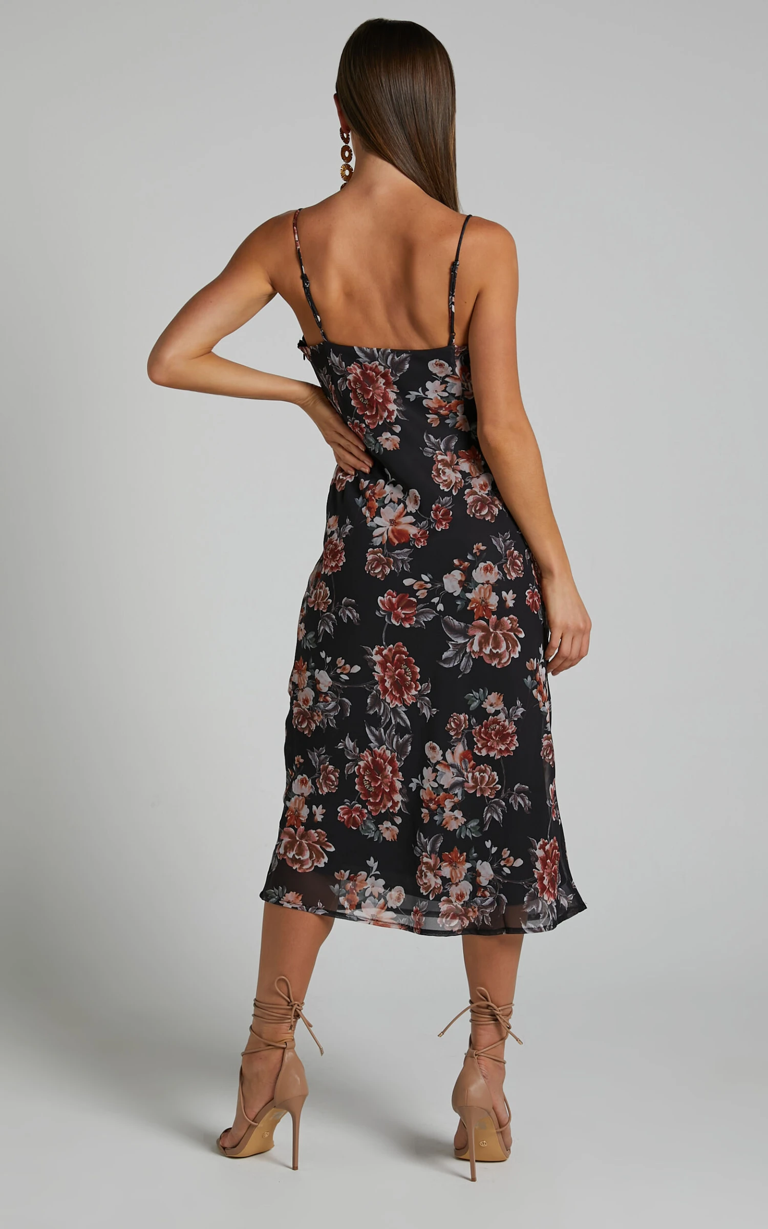 Showpo Stanley V Neck Slip Maxi Dress In Noir Floral 8 Showpo Stanley V Neck Slip Maxi Dress In Noir Floral - Image 8