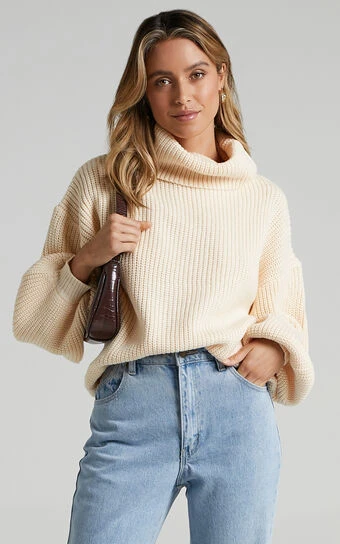 Showpo Steam Ahead Knit Jumper In Cream 1 Showpo Steam Ahead Knit Jumper In Cream