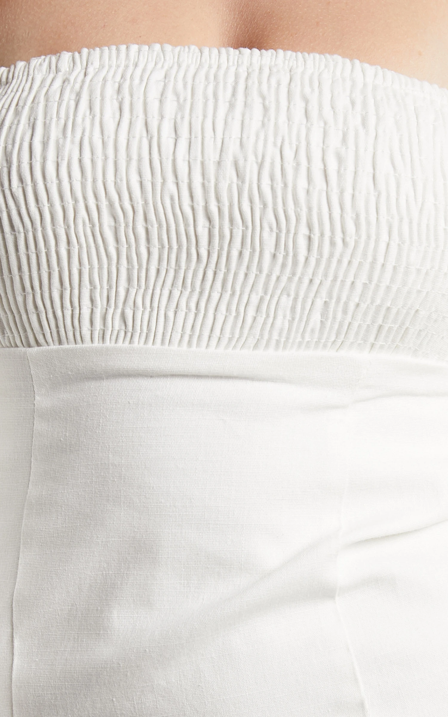 Showpo Steffie Shirred Off Shoulder Puff Sleeve Bodycon Mini Dress In White - Image 7