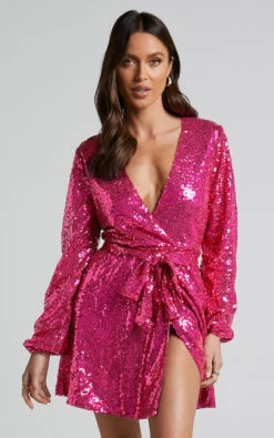 Showpo Three Of Us Dress In Pink Sequin -Showpo Women's Clothing Store THREE OF US DRESS IN PINK SEQUIN 2