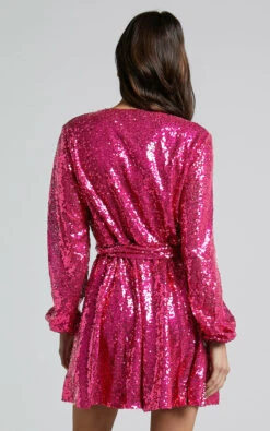 Showpo Three Of Us Dress In Pink Sequin -Showpo Women's Clothing Store THREE OF US DRESS IN PINK SEQUIN 5