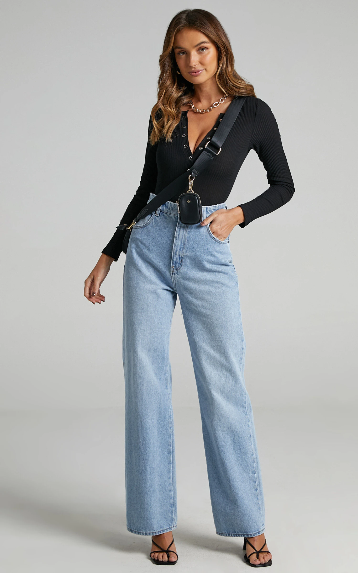 Showpo Tatem Longsleeve Button Front Bodysuit In Black 4 Showpo Tatem Longsleeve Button Front Bodysuit In Black - Image 4