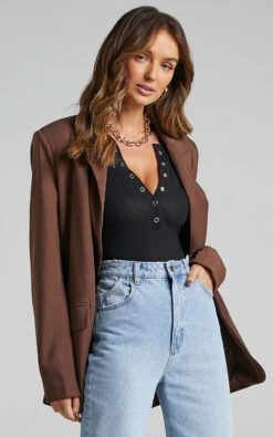 Showpo Tatem Longsleeve Button Front Bodysuit In Black 11 Showpo Tatem Longsleeve Button Front Bodysuit In Black -Showpo Women's Clothing Store Tatem Longsleeve Button Front Bodysuit in Black ST2106004601 8