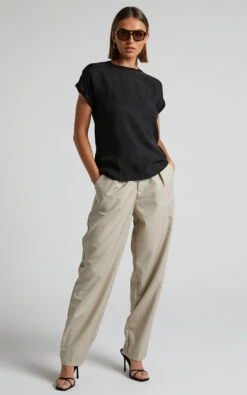 Showpo Tinaya Raglan Shell Top In Black -Showpo Women's Clothing Store Tinaya Raglan Shell Top in Black