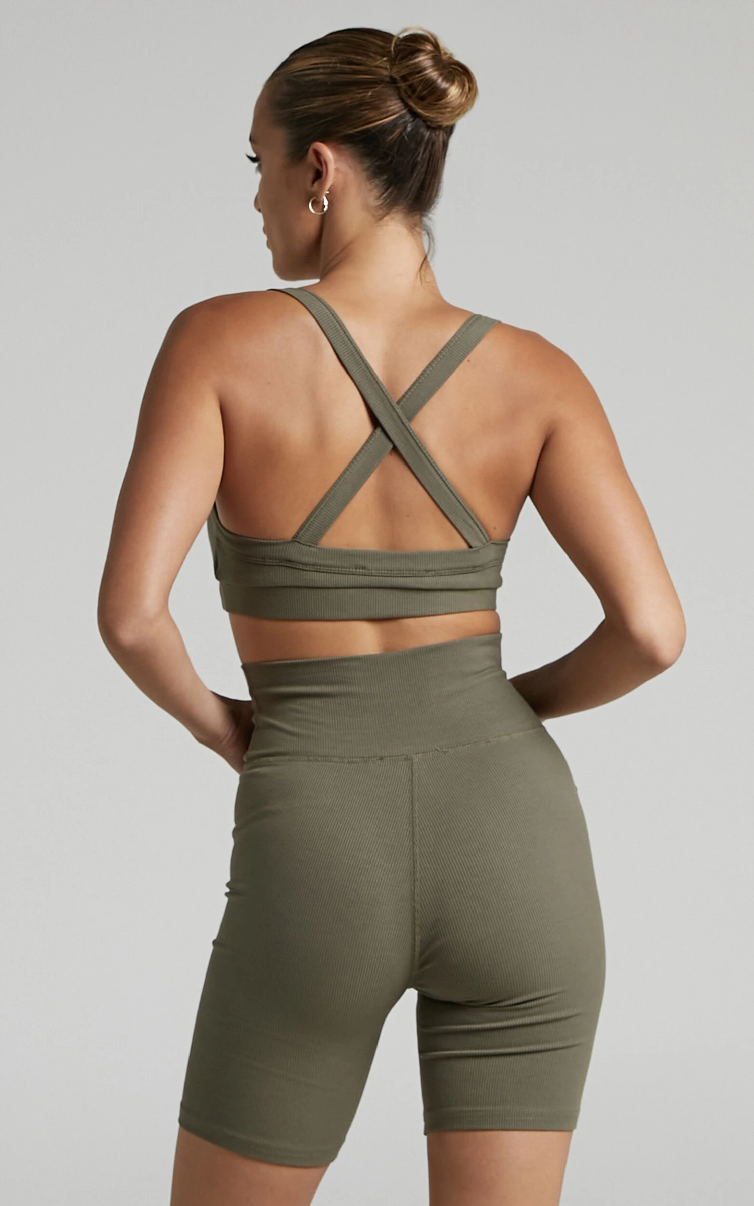 Showpo Tozeur Ribbed High Waist Bike Shorts In Khaki 6 Showpo Tozeur Ribbed High Waist Bike Shorts In Khaki - Image 6