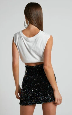 Showpo Tracy Sequin Mini Skirt In Black -Showpo Women's Clothing Store Tracy Sequin Mini Skirt in Black 10