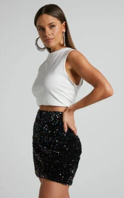 Showpo Tracy Sequin Mini Skirt In Black -Showpo Women's Clothing Store Tracy Sequin Mini Skirt in Black 6