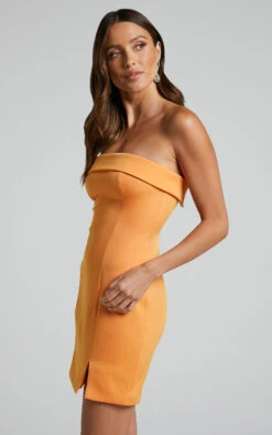Showpo Tricia Mini Dress - Strapless Foldover Neckline Dress In Mango 9 Showpo Tricia Mini Dress - Strapless Foldover Neckline Dress In Mango -Showpo Women's Clothing Store Tricia Strapless Mini Dress in Mango 3