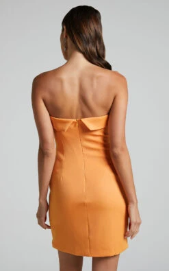 Showpo Tricia Mini Dress - Strapless Foldover Neckline Dress In Mango 12 Showpo Tricia Mini Dress - Strapless Foldover Neckline Dress In Mango -Showpo Women's Clothing Store Tricia Strapless Mini Dress in Mango 4