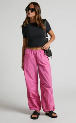 Showpo Utility Low Rise Parachute Pant In Candy Pink -Showpo Women's Clothing Store Utility Parachute Pant in Candy Pink