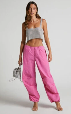 Showpo Utility Low Rise Parachute Pant In Candy Pink