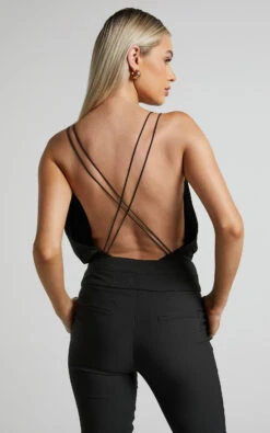 Showpo Vickaye Plunge Open Back Bodysuit In Black -Showpo Women's Clothing Store Vickaye Plunge Open Back Bodysuit in Black 4
