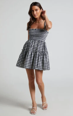 Showpo Wilda Mini Dress - Shirred Tiered Dress In Black And White Check 13 Showpo Wilda Mini Dress - Shirred Tiered Dress In Black And White Check -Showpo Women's Clothing Store Wilda Mini Dress Shirred Tiered Dress in Black and White Check 1