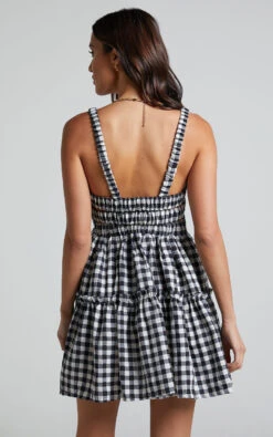 Showpo Wilda Mini Dress - Shirred Tiered Dress In Black And White Check 14 Showpo Wilda Mini Dress - Shirred Tiered Dress In Black And White Check -Showpo Women's Clothing Store Wilda Mini Dress Shirred Tiered Dress in Black and White Check 4