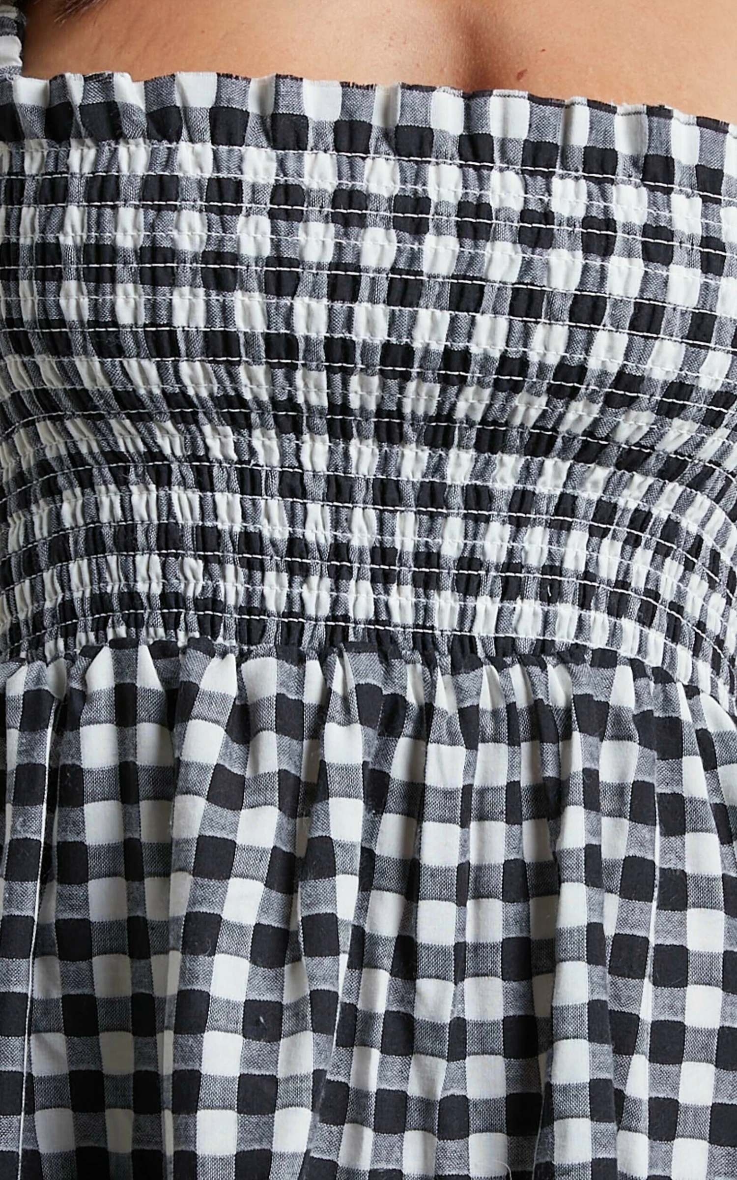 Showpo Wilda Mini Dress - Shirred Tiered Dress In Black And White Check 8 Showpo Wilda Mini Dress - Shirred Tiered Dress In Black And White Check - Image 8