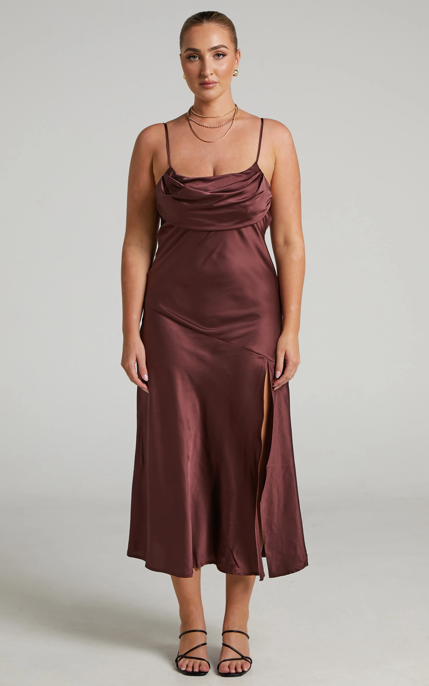 Showpo Yasari Cowl Neck Midi Dress In Chocolate 7 Showpo Yasari Cowl Neck Midi Dress In Chocolate - Image 7