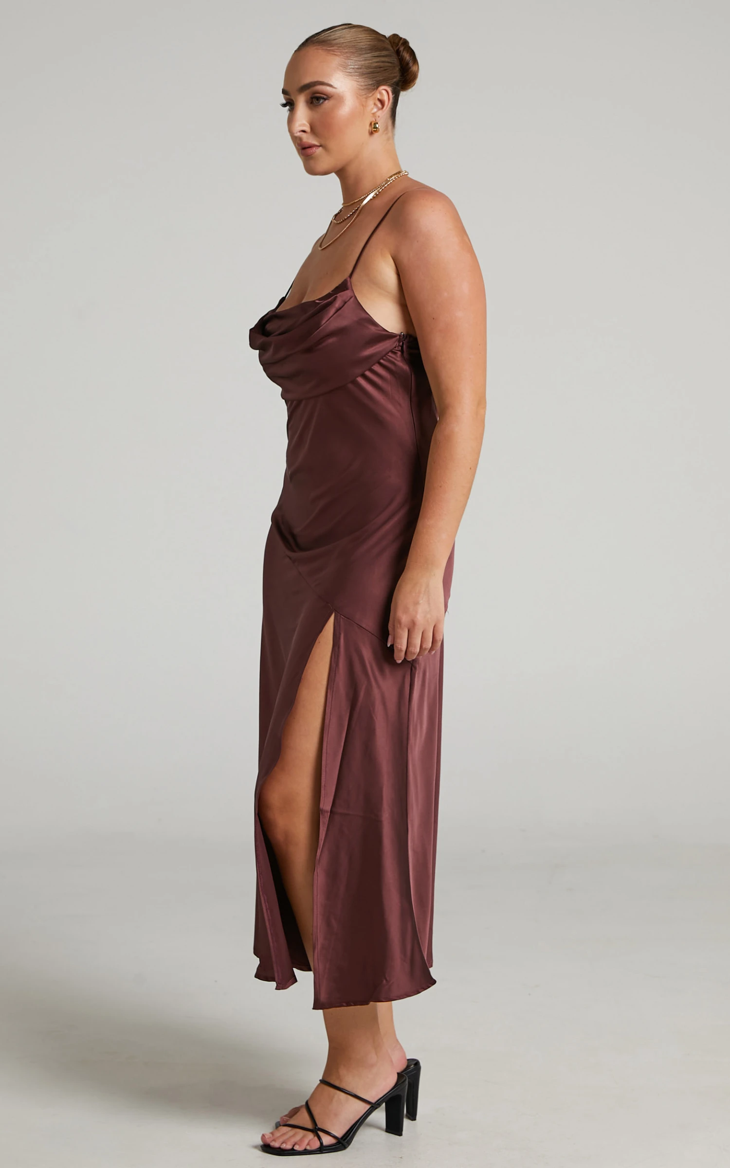 Showpo Yasari Cowl Neck Midi Dress In Chocolate 6 Showpo Yasari Cowl Neck Midi Dress In Chocolate - Image 6