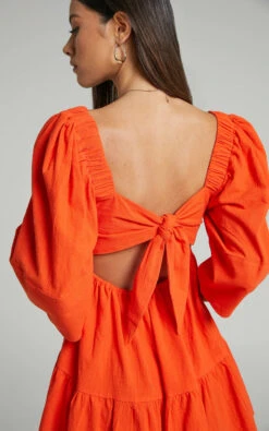 Showpo Yesica Tie Back Tiered Mini Dress In Oxy Fire -Showpo Women's Clothing Store Yesica Tie Back Tiered Mini Dress in Oxy Fire 2528SD21120073032529 4