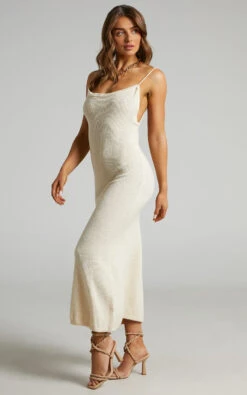 Showpo Yurika Knit Open Back Midi Dress In Natural -Showpo Women's Clothing Store Yurika Knit Dress in White 2528SD21080082032529 5