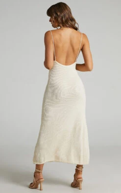 Showpo Yurika Knit Open Back Midi Dress In Natural -Showpo Women's Clothing Store Yurika Knit Dress in White 2528SD21080082032529 7
