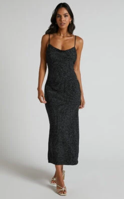 Showpo Yurika Knit Open Back Midi Dress In Black Marle 13 Showpo Yurika Knit Open Back Midi Dress In Black Marle -Showpo Women's Clothing Store Yurika Knit Open Back Midi Dress in Black Marle 19