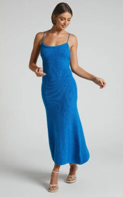 Showpo Yurika Knit Open Back Midi Dress In Blue -Showpo Women's Clothing Store Yurika Knit Open Back Midi Dress in Blue 3