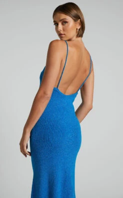 Showpo Yurika Knit Open Back Midi Dress In Blue -Showpo Women's Clothing Store Yurika Knit Open Back Midi Dress in Blue 8