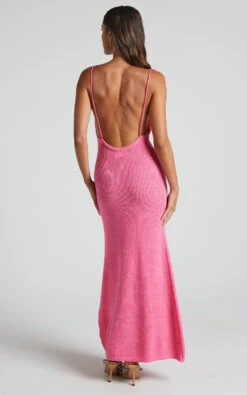 Showpo Yurika Knit Open Back Midi Dress In Bright Pink -Showpo Women's Clothing Store Yurika Knit Open Back Midi Dress in Bright Pink 5
