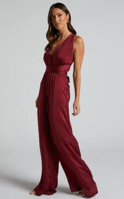 Showpo Zarina Plunge Neck Twist Back Jumpsuit In Maroon 11 Showpo Zarina Plunge Neck Twist Back Jumpsuit In Maroon -Showpo Women's Clothing Store Zarina Plunge Neck Twist Back Jumpsuit in Maroon 3
