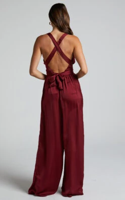Showpo Zarina Plunge Neck Twist Back Jumpsuit In Maroon 12 Showpo Zarina Plunge Neck Twist Back Jumpsuit In Maroon -Showpo Women's Clothing Store Zarina Plunge Neck Twist Back Jumpsuit in Maroon 4