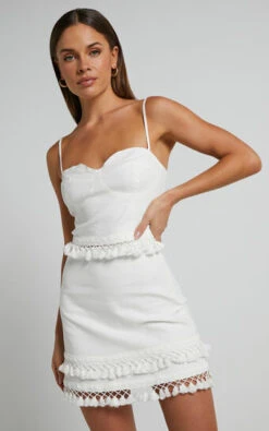 Showpo Zehanie Bustier Tassel Trim Top In White