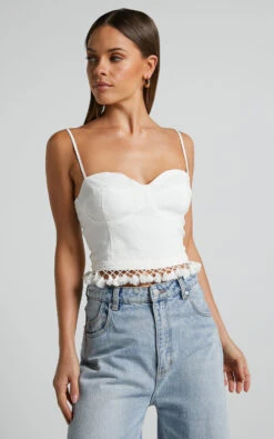 Showpo Zehanie Bustier Tassel Trim Top In White -Showpo Women's Clothing Store Zehanie Bustier Tassel Trim Top in White 6