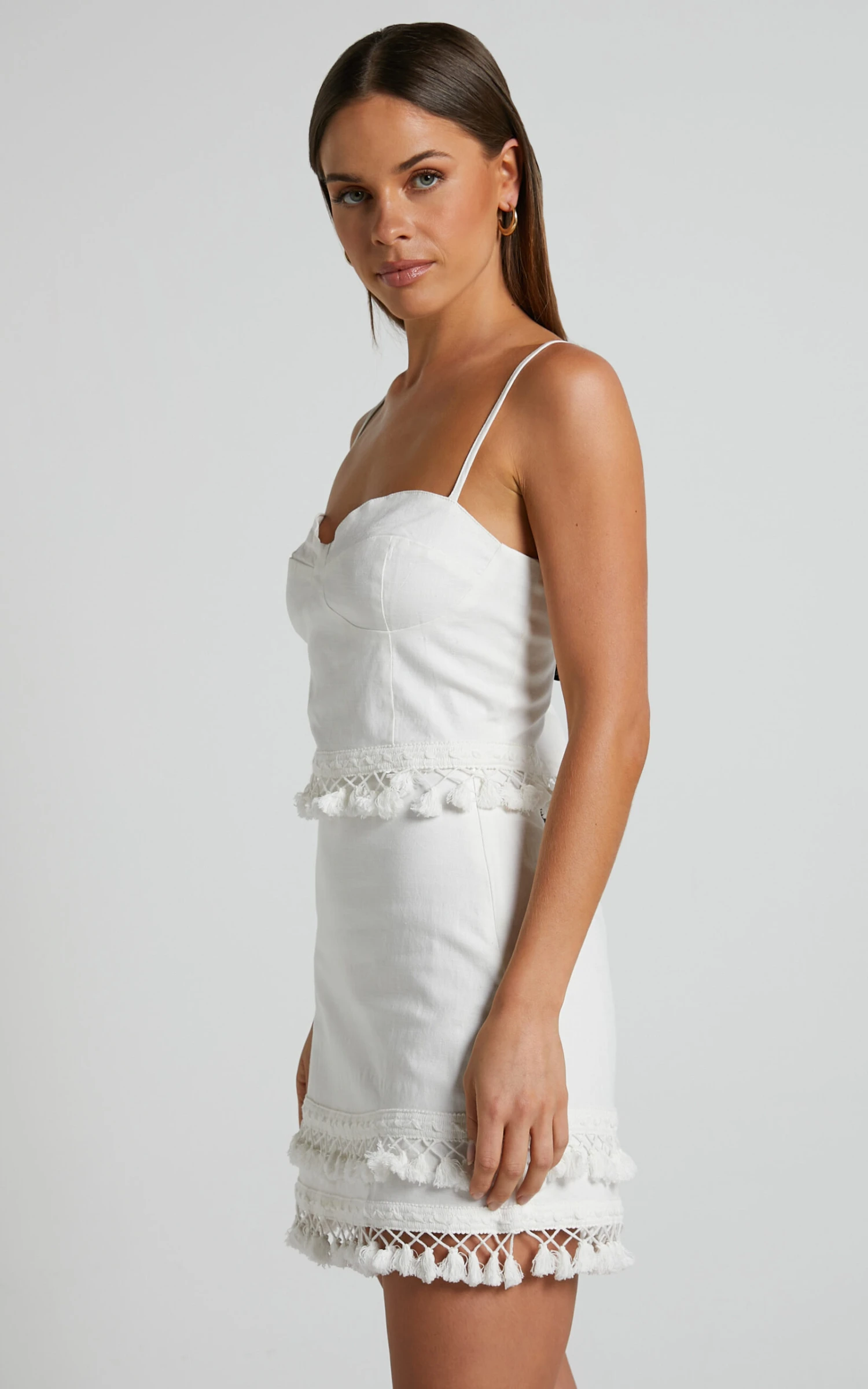 Showpo Zehanie Tassel Trim A-line Mini Skirt In White 5 Showpo Zehanie Tassel Trim A-line Mini Skirt In White - Image 5