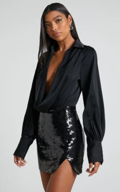 Showpo Zephyr Plunge Neck Cowl Bodysuit In Black 13 Showpo Zephyr Plunge Neck Cowl Bodysuit In Black -Showpo Women's Clothing Store Zephyr Plunge Neck Cowl Bodysuit in Black 2