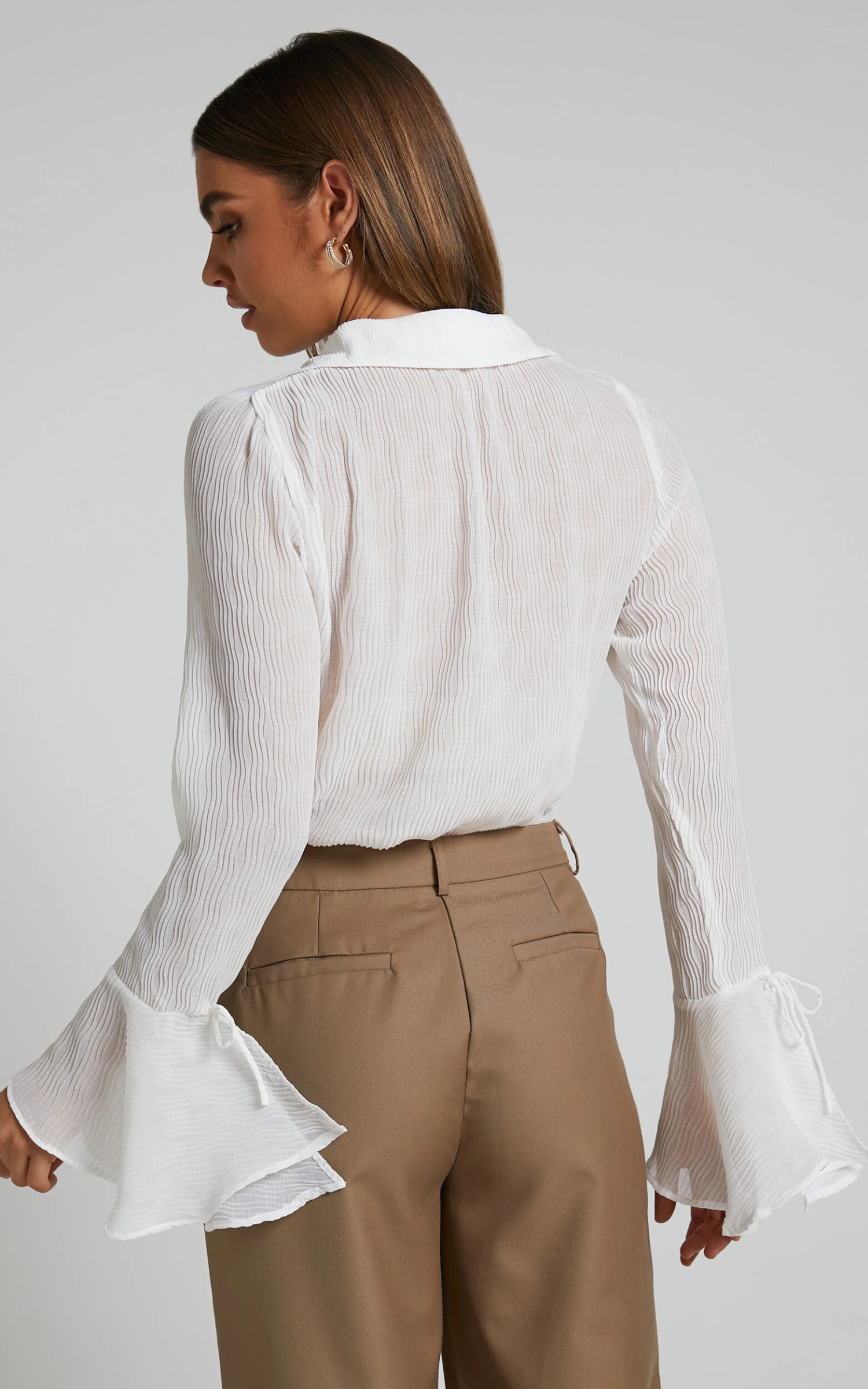 Showpo Zilvia Top - Button Through Textured Long Sleeve Top In White 8 Showpo Zilvia Top - Button Through Textured Long Sleeve Top In White - Image 8