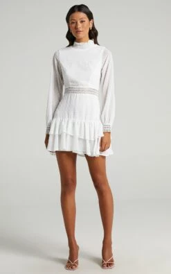 Showpo Are You Gonna Kiss Me Long Sleeve Mini Dress In White -Showpo Women's Clothing Store areyougonnakissmedressinwhite s007559 1