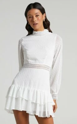 Showpo Are You Gonna Kiss Me Long Sleeve Mini Dress In White -Showpo Women's Clothing Store areyougonnakissmedressinwhite s007559 3