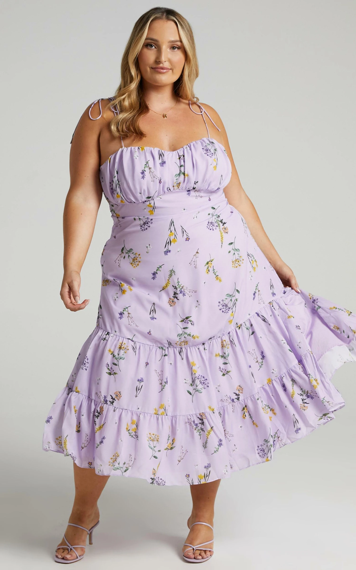 Showpo Monaco Sweetheart Midi Dress In Lavender Botanical Floral 4 Showpo Monaco Sweetheart Midi Dress In Lavender Botanical Floral - Image 4
