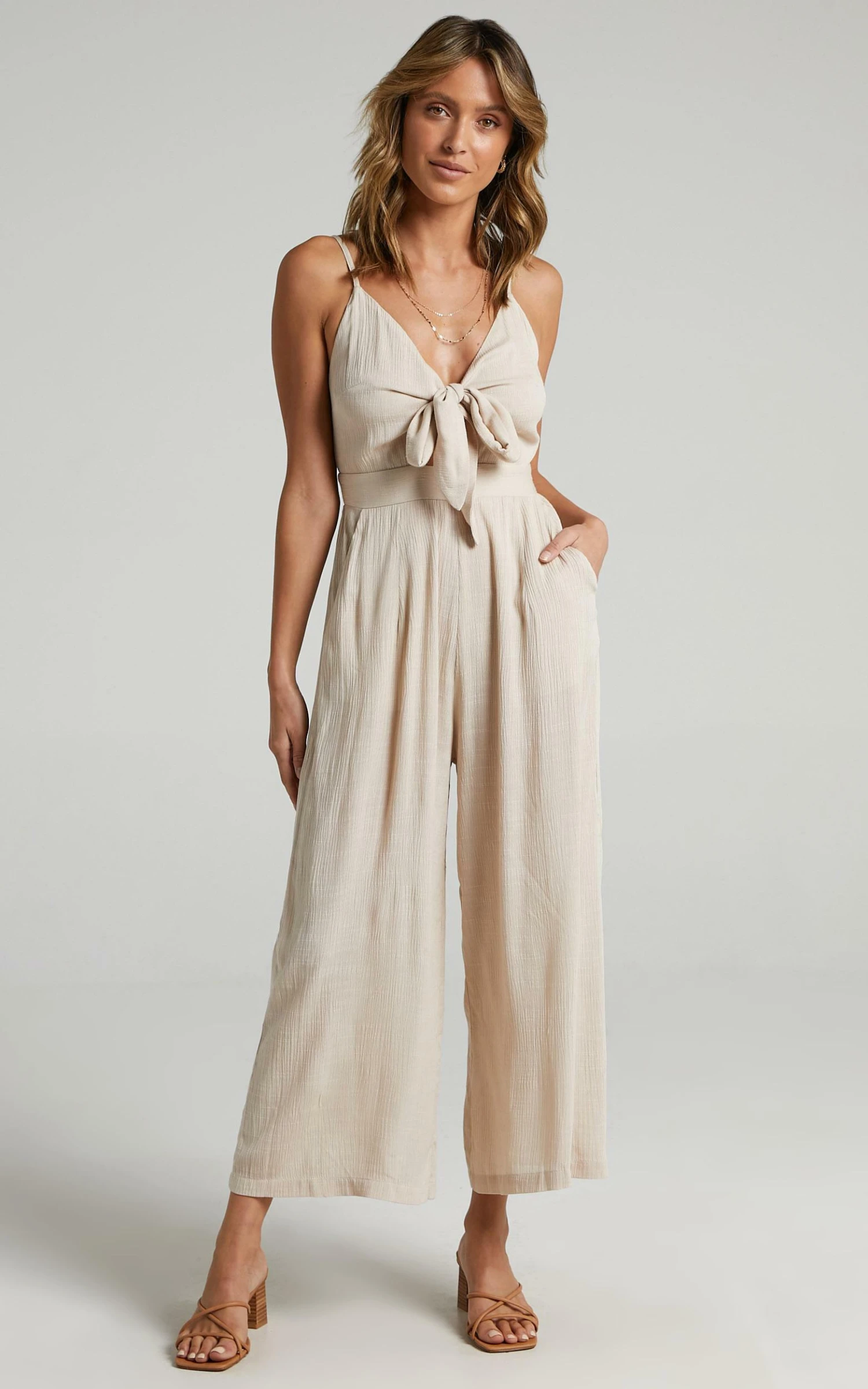 Showpo Renewed Jumpsuit In Natural 5 Showpo Renewed Jumpsuit In Natural - Image 5